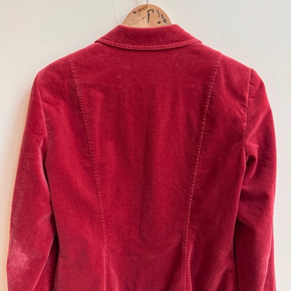 Moschino Red Velvet Classic 2 Button Blazer Notched Lapel Womens Size 10 - Picture 7 of 15